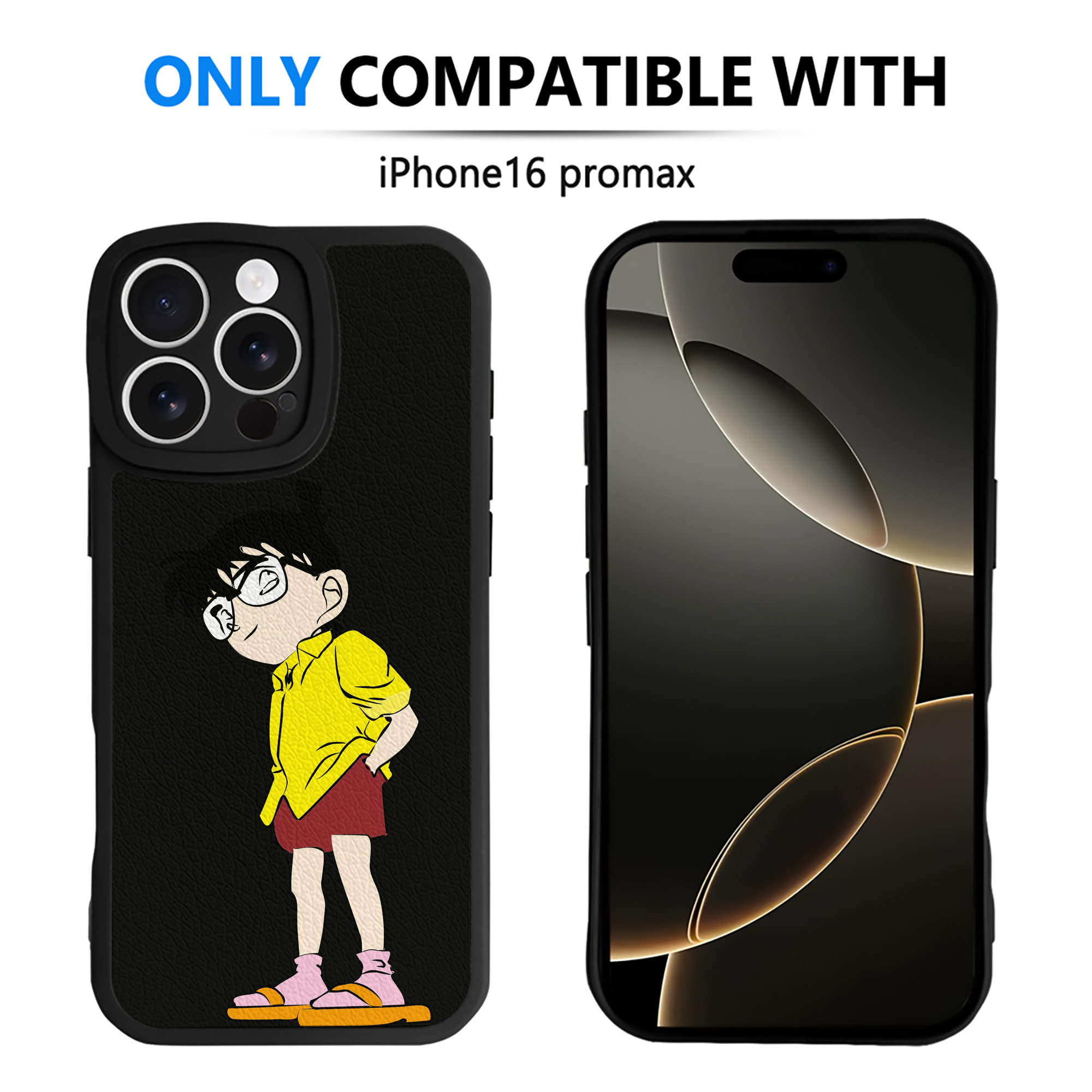 （画像用） 名探偵コナン 江戸川 コナン Detective Conan Conan Edogawa 【iPhone 16シリーズ対応】シリコンスマホケース（レザー調） 材質：シリコン